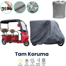 Dokaca Gri Çift Koltuk, Kabinli, 3 Tekerli Elektrikli Motosiklet Brandası, Çift Koltuk Moped Brandası