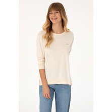U.S. Polo Assn. Kadın Ekru Bisiklet Yaka Basic Kazak 50313579-VR256