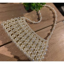 Ravinity Parlak Krem Inci Kadın Kol Çantası