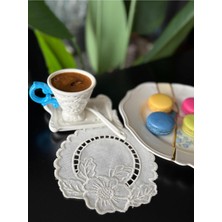 Flowers Beyaz Iş Sarma Nakışlı Sunum Peçetesi 2 Kişilik