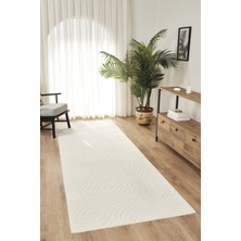 Konfor Halı Rivon RN05 Krem Yumuşak Dokulu Kaymaz Taban Salon Mutfak Koridor Oturma Odası Yolluk Halı