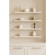 yankı-byeg 50 cm 4lü Mat Beyaz Mdf Uçan Duvar Rafı Gizli Bağlantı Kitaplık