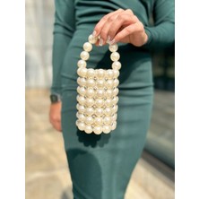 Ravinity Gümüş Boncuk Detaylı Mini Silindir Süs Çantası