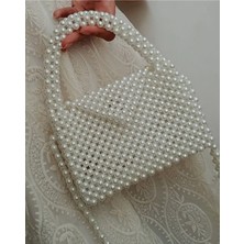 Ravinity Mıknatıslı Üçgen Kapak Incili El ve Omuz Çantası