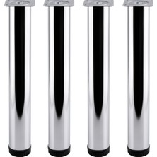 Badem10 Tombul 4’lü Set Krom 71 cm Gümüş Metal Sehpa Masa Ayağı Dayanıklı Mobilya Destek Yükseltici Ayak