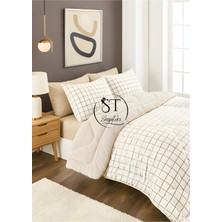 Shopyteks Çift Kişilik Krem Kare Welsoft Uyku Seti Çift Taraflı 195 x 215