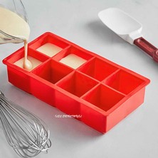 Gurme Chef Kapaksız Silikon 8 Bölmeli Büyük Boy  Buz Kalıbı Kırmızı