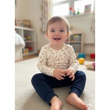 Şimo Butik Kız Erkek Çocuk Bebek Uzun Kollu Çıtçıtlı Body-Badi %100 Organik Pamuk 3.5-4-5-6 Yaş Organik Güllü