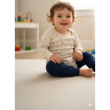 Şimo Butik Kız Erkek Çocuk Bebek Uzun Kollu Çıtçıtlı Body-Badi %100 Organik Pamuk 3.5-4-5-6 Yaş Organik Narin Çiçek
