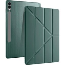 Yenibağ Tab S10 Plus Uyumlu 12,4 Inç Kılıf Fuchsia Akıllı Kalem Bölmeli Standlı Tri Folding Smart Kılıf Koyu Yeşil