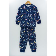 Bunny Hopp 3-8 Yaş Galaksi ve Astronot Baskılı  Pamuk Uzun Kollu Erkek Çocuk Pijama Takımı