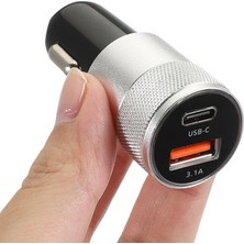 Elixem Araç Şarj Adaptörü 15W 3.1A PD 2 Port Hızlı Şarj Metal