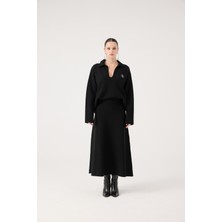 Holly Lolly Beli Lastikli Uzun Zoi Triko Etek Siyah