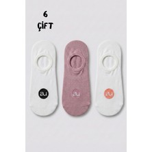 Allunique Penye Pamuk 6'lı Koyu Pembe Asorti Görünmez Sneaker Çorap