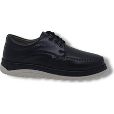 Zerhan 130 Erkek Siyah Bağcıklı Suni Deri Ayakkabı