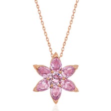 Aya Diamond Gümüş Rose Pembe Çiçek Kolye