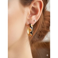 Duru Aksesuar Vip Seri Mineli Halka Küpe