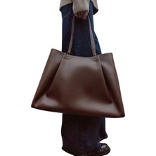 Zara Pens Tote Kadın Omuz Askılı Kahverengi Çanta