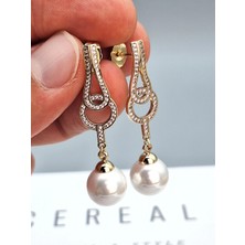 Duru Aksesuar Vip Seri Gold Renk Inci Detaylı Küpe