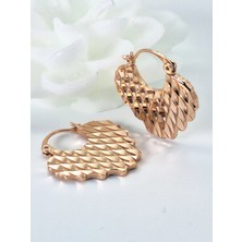 Duru Aksesuar Vip Seri Rosegold Renk Laser Kesim Kalp Model Küpe