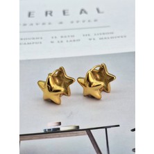 Duru Aksesuar Çelik Gold Renk Yıldız Model Küpe