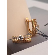 Duru Aksesuar Vip Seri Rosegold Renk Zirkon Taşlı Tasarım Küpe