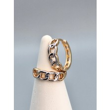 Duru Aksesuar Vip Seri Çift Renk Zincir Halka Küpe