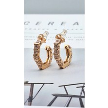 Duru Aksesuar Vip Seri Rosegold Renk Zirkon Taşlı Tasarım Küpe