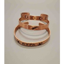 Fm Ay Yıldız,sonsuz,göktürkçe Türk Detaylı Üçlü Kombin Saf Bakır Bileklik