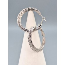 Duru Aksesuar Vip Seri Gümüş Renk Tasarım Halka Küpe