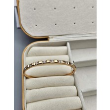 Duru Aksesuar Vip Seri Gold Renk Zirkon Taşlı Tasarım Kelepçe