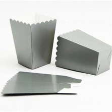 Parti Pera Metalik Gümüş Mısır Kutusu Popcorn 8 Adet