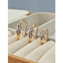 Duru Aksesuar Vip Seri Gold Renk x Model Üçlü Küpe