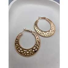 Duru Aksesuar Vip Seri Rosegold Renk Işlemeli Halka Küpe