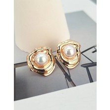 Duru Aksesuar Vip Seri Rosegold Renk Inci Model Küpe