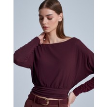Dilvin 32306 Yün Karışımlı Tek Omuz Top-Bordo