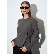 Dilvin 32429 Düğme Detaylı Fitilli Top-Füme M.