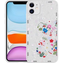 Akare iPhone 12 Uyumlu Desenli Sert Silikon Akre Mumila Kapak-White Bear