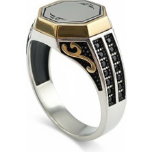 Zirkon Taşlı Sekizgen Plakalı Gümüş Yüzük 250057091G13Y