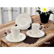 Gönül Mutfak Gönül Gnl 4017 Gümüş Kenarlı Beyaz Porselen Kahve Seti 6'lı