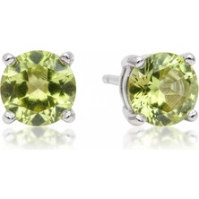 Parlavert Silver 925 Ayar Gümüş Açık Yeşil Taşlı Kadın Çivi Küpe