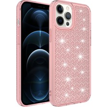 Akare iPhone 12 Pro Max Uyumlu Airbagli Parlak Tasarımlı Akre Snow Kapak-Pembe