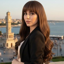 Colezium Kahküllü Uzun Dalgalı Fiber Sentetik Peruk / Kahve Karamel