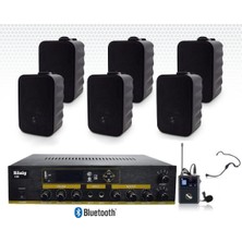 DMM 6’lı Siyah Hoparlörlü Yaka-Kafa Mikrofonlu Anfi Ses Sistemi Seti
