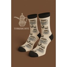 Carnaval Socks Türk Kahve ve Lokum Desenli Unisex Soket Çorap