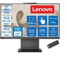 Lenovo Thinkcentre Neo 50A 24 Gen5 Intel Core I7-13620H 80GB Ddr5 256GB SSD Freedos UHD Graphics 23.8 Inç Fhd (1920X1080) IPS 250NITS All In One Bilgisayar TC12SCA0CNTRF31 + Zetta Flash Bellek