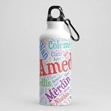 Zerya Kürt Şehir Isimleri Tasarımlı Kancalı Su Matarası - 600 Mlt