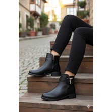 Fort 906233 Toka Detaylı Lastik Taban Fermuarlı Kadın Bot