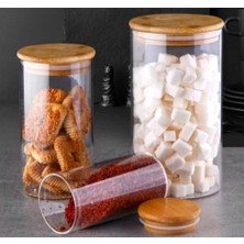 Gönül Mutfak Gönül GNL3839 Bambu Kapaklı Borosilikat Cam Kavanoz 3'lü