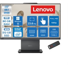 Lenovo Thinkcentre Neo 50A 24 Gen5 Intel Core I7-13620H 80GB Ddr5 512GB SSD Windows 11 Pro UHD Graphics 23.8 Inç Fhd (1920X1080) IPS 250NITS All In One Bilgisayar TC12SCA0CNTRP32 + Zetta Flash Bellek